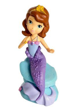 Sofia The First Mermaid Figurine Toy Collectible Purple Tail Blue Base Kids Deco